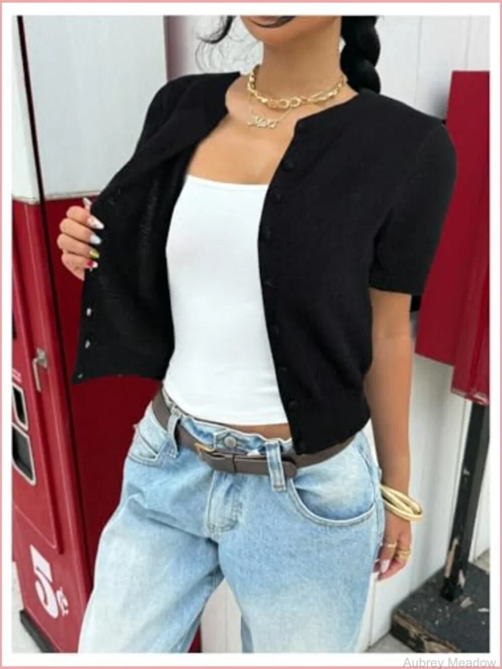 Button Front Cardigan Sweater - Short Sleeve Lightweight Knit Tops